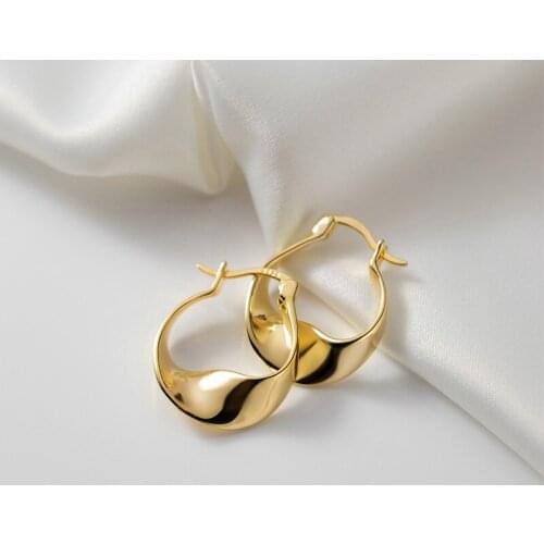 Enosola 925 Sterling Silver Fashion Circle Mobius Twist Hoop Huggie Earrings for Women Bohemian Simple European Golden Fine Jewe