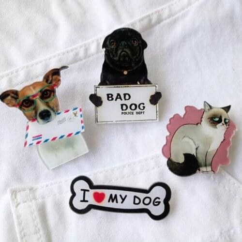 Cute Pet Dogs Cat Icons on The Pin Acrylic Badges Cartoon Icons on The Backpack Badges for Clothing Cartoon Badge