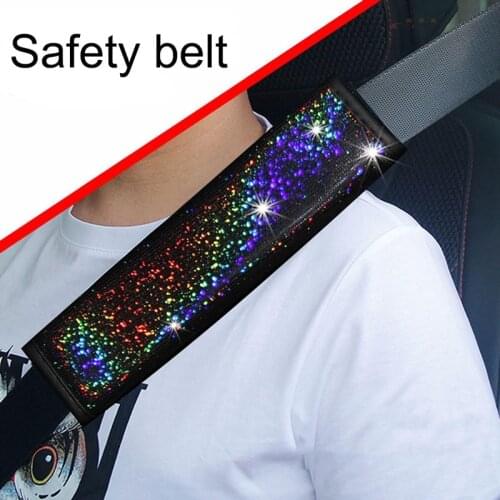 1Pcs Bling Soft Car Seat Belt Shoulder Pads PU Rhinestone Seat Belt Shoulder Protect Pad Cover Cushion Car Accessories