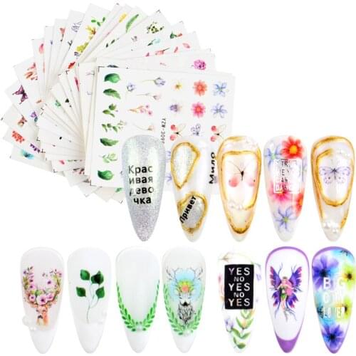 YWK 1PC Daisy Lavender Water Transfer Sticker For Nail Design Flower Leaf Slider Foil Tip Nail Art Decor Charm Manicure