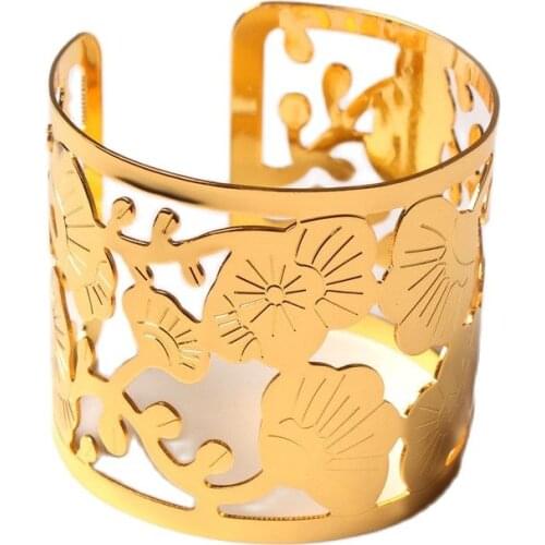 12PCS/metal opening hollow ginkgo leaf golden napkin ring table top decoration for family gatherings, hotel weddings