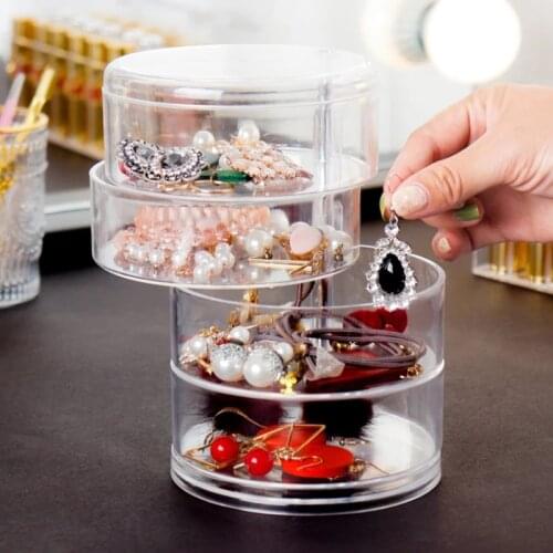 2/3/4/5 Tiers Round Jewelry Organizer Plastic Clear Jewelry Storage Box Hign Quality Jewelry Case Earring/Necklace Ring Box