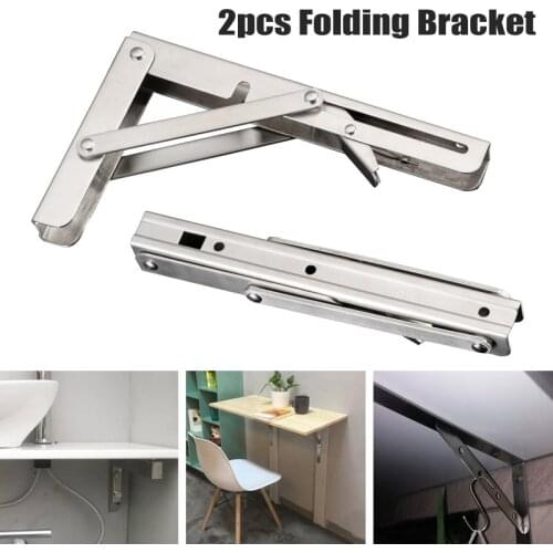 2pcs Stainless Steel Folding Stand Table Bracket Shelf Bench 200kg Load Heavy Space Saving Wall Bookshelf Exhibition Stand