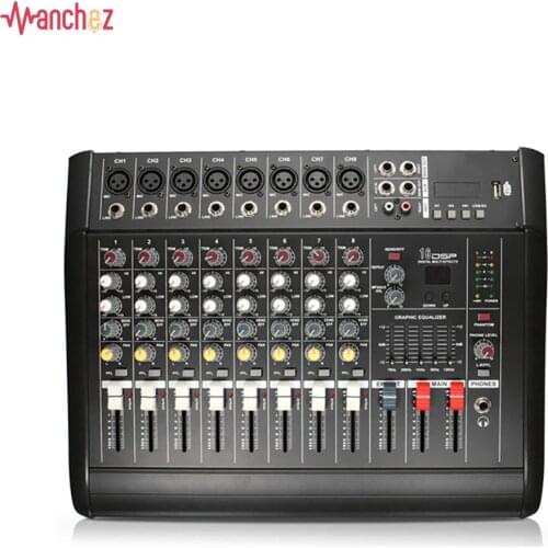 8 Channel Digital Audio Mixer Console Karaoke Microphone Sound Mixing Amplifier Built-in 48V Phantom Power With USB Switch