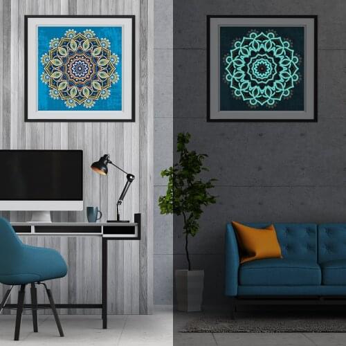 Mandala Pattern DIY Diamond Painting 5D Luminous Night Light Crystal Diamond Mosaic Embroidery Cross-Stitch Home Decoration Gift