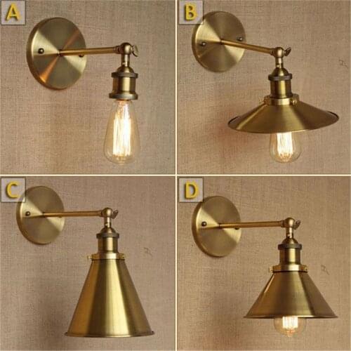 American Vintage Bronze Retro Restaurant Bar Cafe Tea Nightclubs Iron Wall Lights Lid Skirt Unbrella Copper Plated Gold Shade