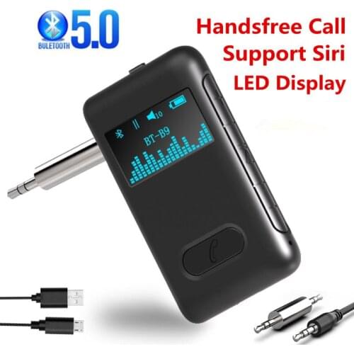 Bluetooth 5.0 Receiver LCD Display 3.5 3.5mm AUX Jack RCA Wireless Auido Adapter With Mic Noise Cancelling for Speaker Car kit