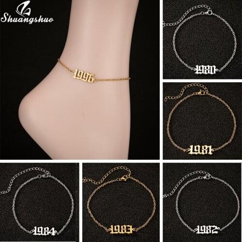 Fashion Femme 1990 1991 1992 1993 1994 Birth Year Anklet Stainless Steel Name Number Ankle Leg Bracelet Jewelry Birthday Gift