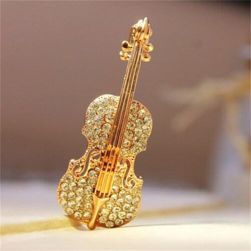 Fashion Women Pins Punk Personality Brooches Crystal Rhinestone Violin Brooches Pin Jewelry Accessories Brooch
