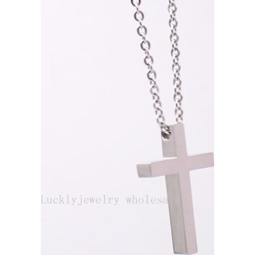 Best quality Stainless Steel huge cross pendant necklace 24 inch Oval chain for women mens