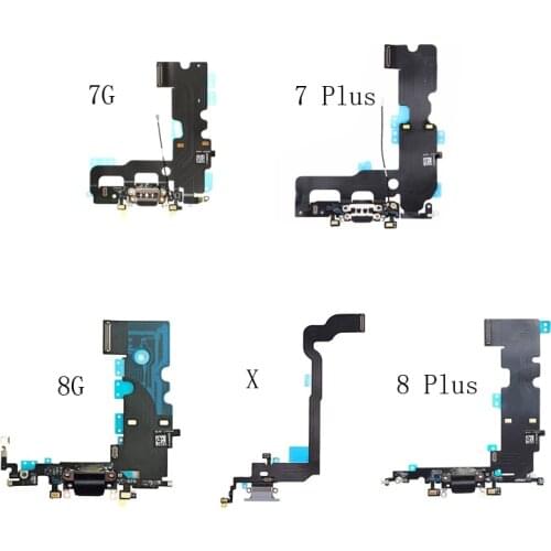 Charging Flex for IPhone 7 7 Plus 8 8 Plus USB Charger Port Dock Connector with Mic Flex Cable for IPhone X Phone Parts