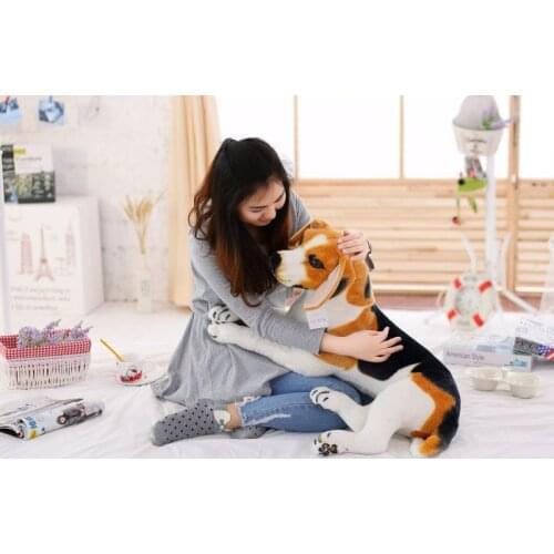 New plush lying beagle toy big simulation real life beagle doll gift about 85cm xf2971