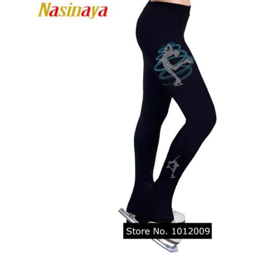 Customized Clothes Ice Skating Costume Figure Skating Pants Warm Fleece Trousers Adult Child Girl Turning Skater Rhinestone