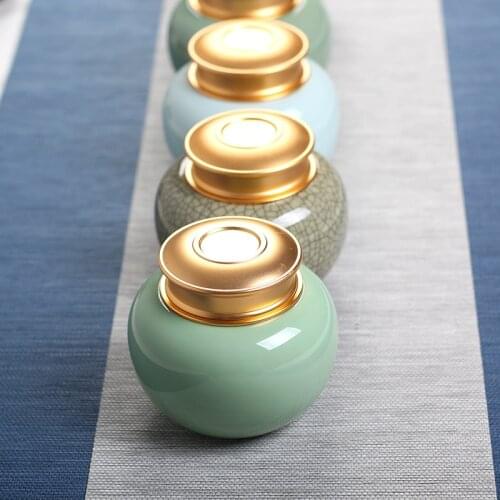 Multifunction Tea Storage Box Tea Bottles With Metal Lid Sealed Ceramic Candy Jar Food Container Kitchen Spices Storage Box
