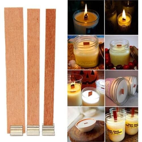 10/20/40Sets Wooden Candles Wick Cores with Iron Stands Sustainer Candle Wick Core Handmade DIY Wax Home Decor Craft