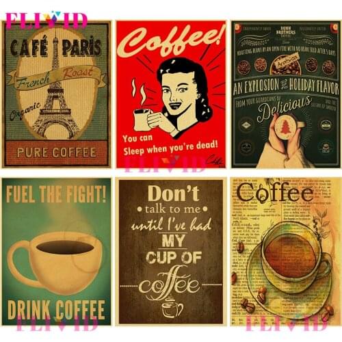 Vintage Coffee Type Paris Cafe Beans Nordic Poster Wall Pictures For Living Room Wall Art Canvas Painting Home Decor Unframed
