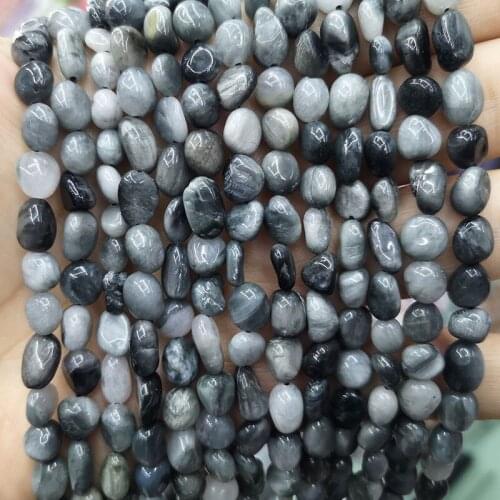 Natural Black Hawks eye Stone Beads Loose Irregular Gravel Gemstone Spacer Beads For Jewelry Making DIY Bracelet Handmade 6-8mm