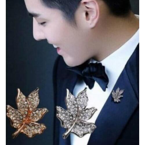 New Fashion Korean Maple Leaf Corsage Created Crystal Clothing Accessories Jewelry For Women Rhinestone Brooches