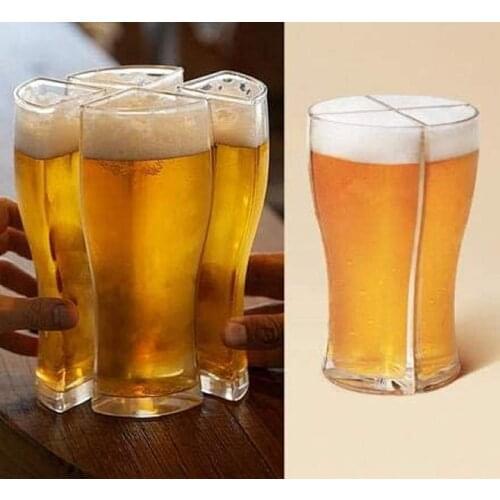 2020 New Super Schooner Beer Glasses Mug Cup Separable 4 part Large Capacity Thick Beer Mug Transparent for Club Bar Party Home