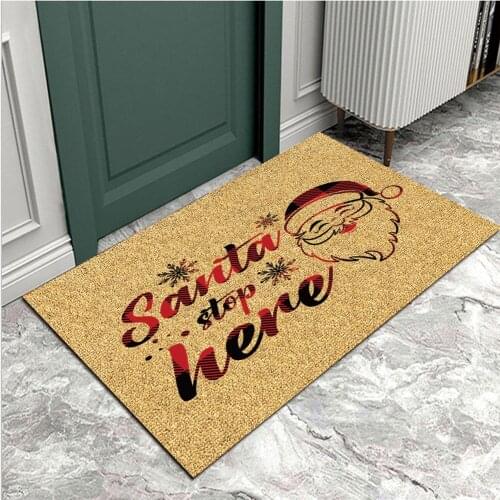 New Santa And Elk Doormat Rubber Carpet Indoor Living Room Bathroom Door Mat Durable Non-Slip Christmas Day Rug