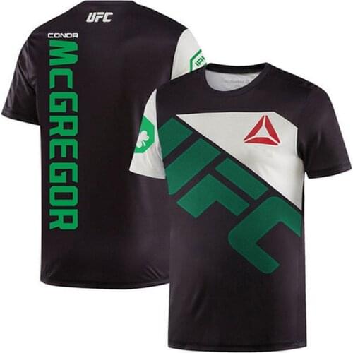 New Mens Bjj Kickboxing Tight Conor McGregor Short Sleeved MMA Rashguard T-shirt Boxing Jerseys Muay Thai Sanda Training Tee