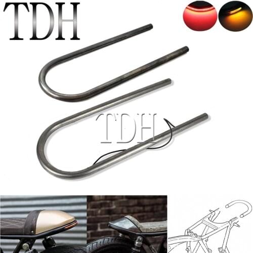 Flat 1" Tube Rear Seat Hoop Cafe Racer Frame Loop LED Taillight Brake Turn Signal for Chopper Scrambler Suzuki Yamaha CB CL XS