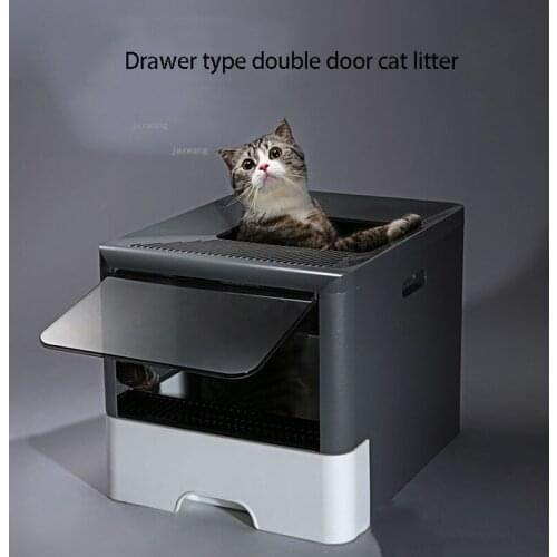 Fully Enclosed Cat Litter Box with Drawer Type Cats Toilet Tray Anti-splashing Kitten Bedpans Deodorizing Pets Poop Box Supplies
