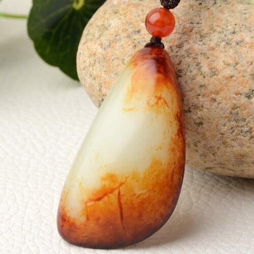 Natural hetian white jade pendants handcarved raw jade pendant natural jade stone jadeite jade necklace jade jewelry
