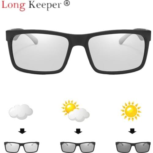Long Keeper Sunglasses Photochromic Polarized Discoloration Square PC Women Men Sun Glasses Chameleon Eyewear Eyeglasses UV400