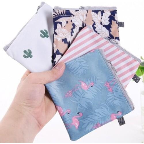Sanitary Napkins Storage Bag Polyester Girls Cute Cartoon Sanitary Pad Pouch Women Portable Coin Purse Mask Organizer Case