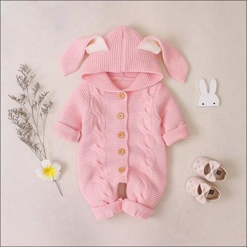 Baby Newborn Sweater Soild Long Sleeve Winter Autumn Wool Warm Romper 0-24 Months Infant Boy Girl Outfits Knitted Hooded Clothes