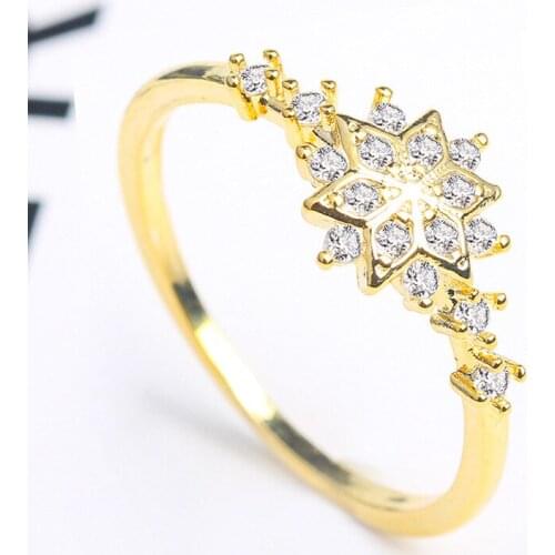 TRACYSWING Rings For Women Sweet Romantic Snowflake Cubic Zirconia Wedding Gifts Fashion Jewelry Wholesale TWKCR441