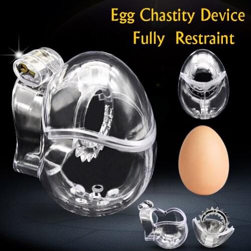Male Penis Training Design Male Egg-Type Fully Restraint Chastity Device Bondage Belt Cock Cage Sex Toy Sissy Spikes Penis Ring