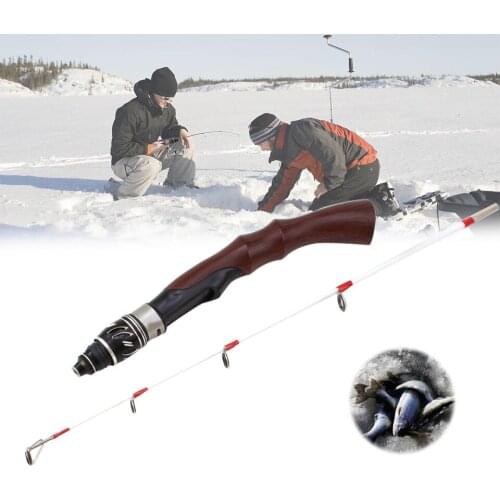 63cm ice fishing rod winter wooden handle fishing rods 2 sections length rod set spinning pole short fishing tackle Promotion