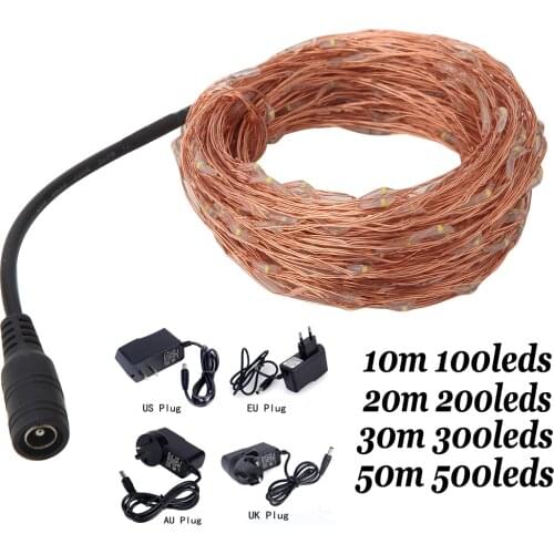 Outdoor Decoration 10m 20m 30m 50m Waterproof Copper String Fairy Lights Christmas Lights Decorative for Garden Balcony Street