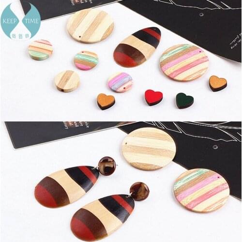 DIY ear jewelry accessories high-grade wooden round earrings earrings pendant drop Love Pendant taste creative material