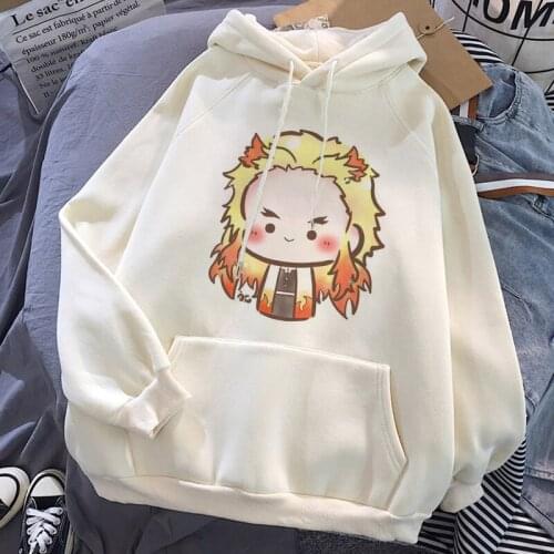 2021 Autumn Winter New Rhinestone Demon Slayer Print Women Long Sleeve Sweatshirt Hoodis Loose Oversized Streetwear Casual