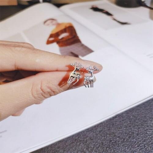 Creative Fashion Deer Stud Earrings for Women Cute Elk Animal Silver Color Earring for Women Party Christmas Accessories Jewelry