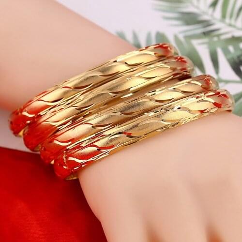 Ethiopian 64MM 8MM Women Gold Dubai Bride Wedding African Arab Middle East Bangle Birthday Gift