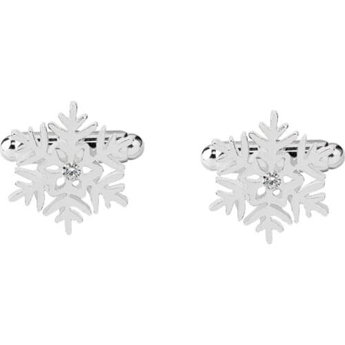 1 Pair Silver Color Snowflake Cufflinks Men Women Party Shirt Cuff Links Christmas Gift Fashion Tie Clips Jewelry Accessories