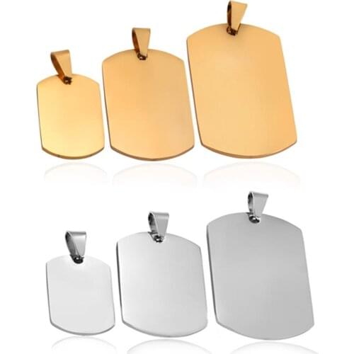10 pcs Stainless Steel Military Army Style ID Blank Dog Tags Pendant Rectangle Necklace Jewelry Accessories Dropship