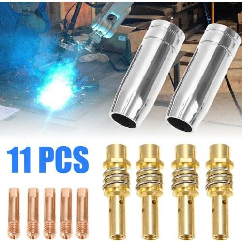 11pcs/set Welding Torch Nozzle 0.8mm Conductive Tip Welding Nozzle Contact Tip MIG Welder 15AK MIG/MAG Set Torch Gas Nozzle Tip