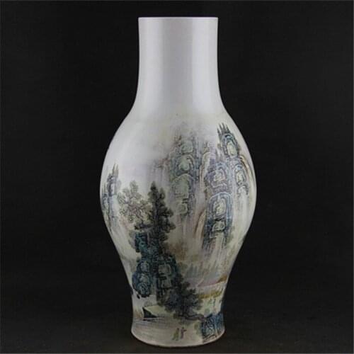 #6 Antique Republic porcelain vase, pastel landscape bottle,Hand-painted Crafts,Collection &adornment,Free shipping