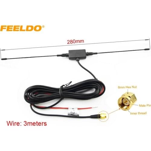 FEELDO Auto SMA Active Antenna with Built-in Amplifier for Digital Car TV Antenna #HQ916