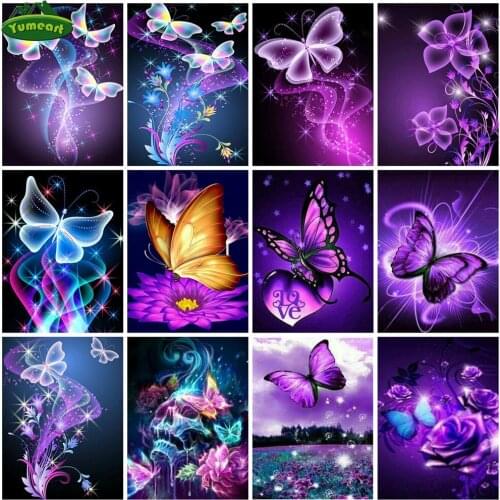 5D Diamond Painting by Number Full Square Crystal Butterfly Paint With Diamonds Embroidery Cross Stitch Home Decoration Crafts