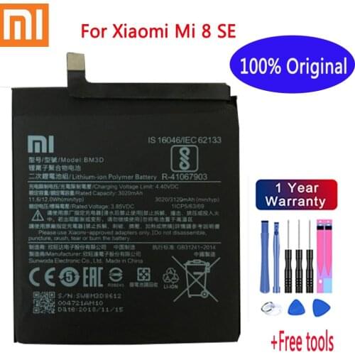BM3D Original XIAO MI Phone Battery for Xiaomi Mi 8 SE Replacement Batteries Xiomi bateria Mi8 SE Mi8SE 3020mah