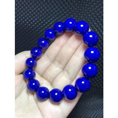 13mm Natural Monarch pure gold and blue lapis Lazuli Crystal Bracelet Beads