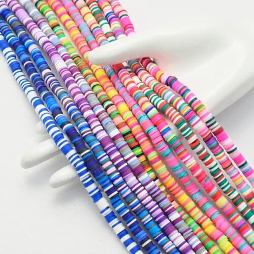 4/6/8mm Clay beads Color mixing flat round loose spacer handmade beads DIY beaded jewelry making bracelet jewelry Accessories