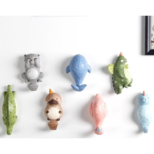 Cartoon Animal Family Decorative HookWhale Seahorse Fridge Whiteboard Sticker Refrigerator Kids Gifts Home Decoration Hook