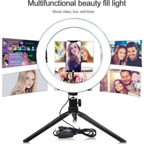 16cm/26cm Dimmable LED Selfie Ring Light Vlog Blogger Video Live Makeup Table Lamp Phone Photography Fill Light Night Light